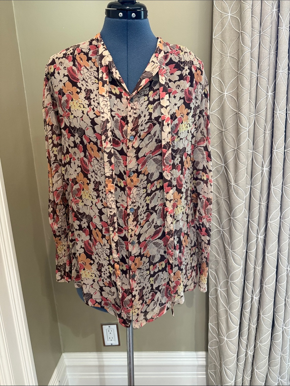 Polo by Ralph Lauren Floral Button-Down Shirt in Black, Pink & Cream